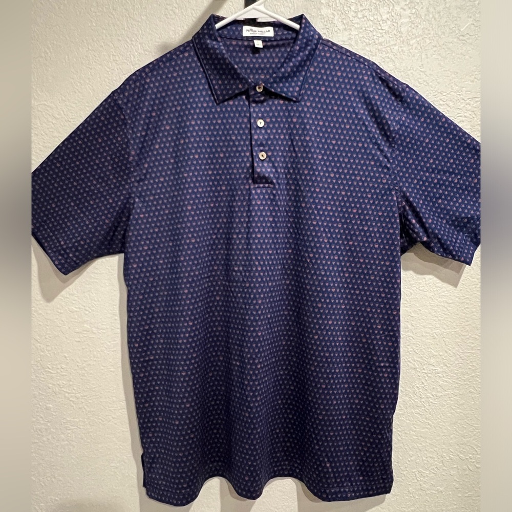PETER MILLAR SEEING DOUBLE PERFORMANCE POLO - NAVY SKULL PATTERN